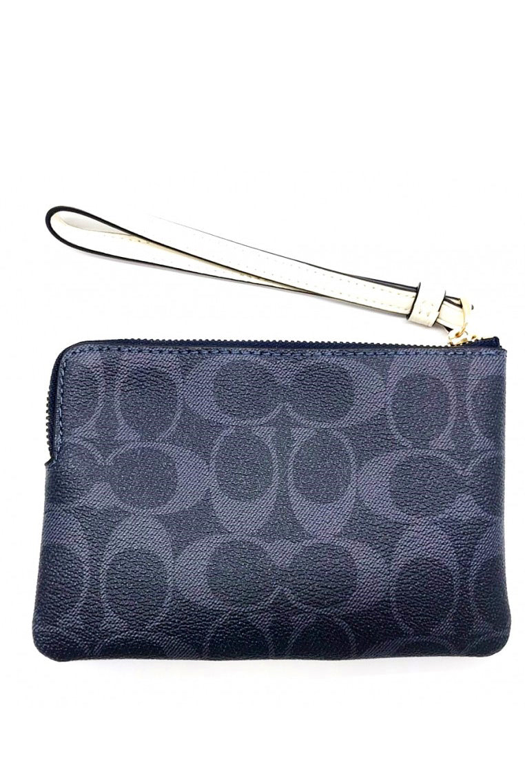 Coach Corner Zip Wristlet In Signature Canvas - Denim