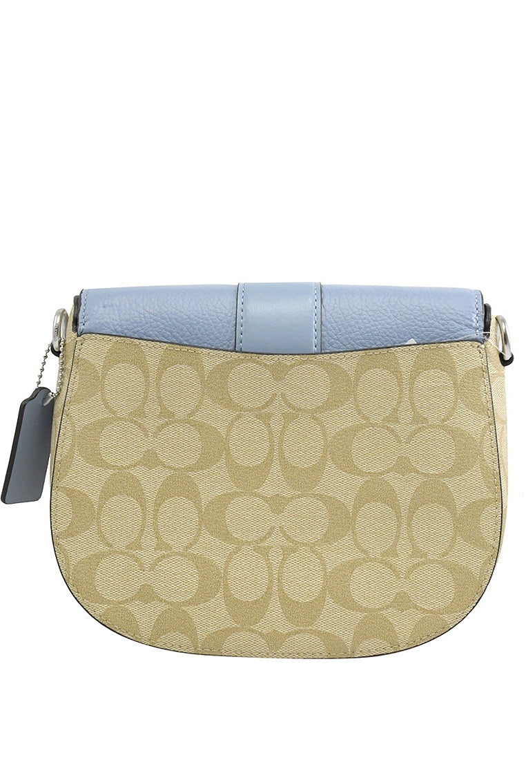 Coach Georgie Saddle Bag In Signature Canvas - Light Brown/Marble Blue