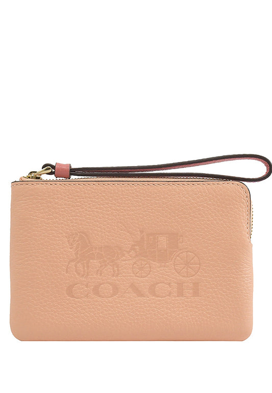 Coach Corner Zip Wristlet In Colorblock With Horse And Carriage - Faded Blush