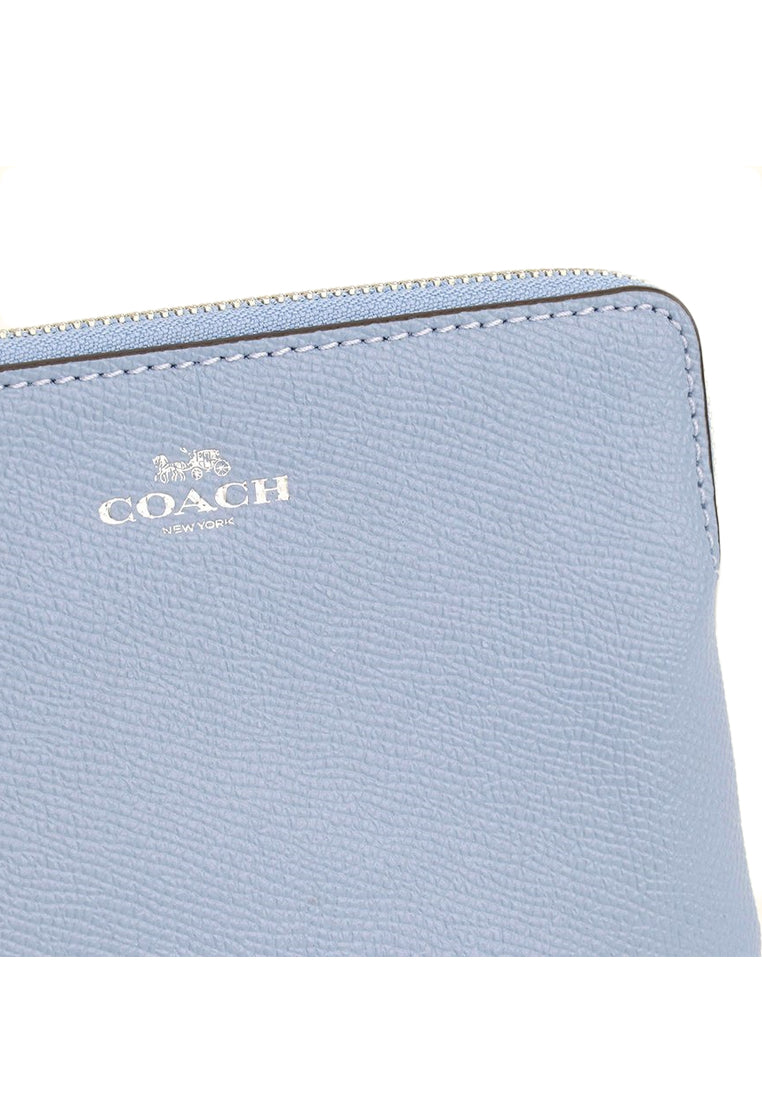 Coach Corner Zip Wristlet In Crossgrain Leather - Marble Blue