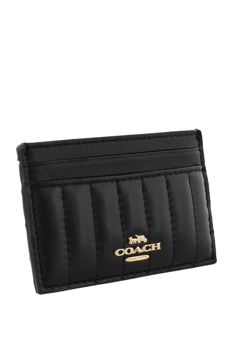 Coach Card Case With Linear Quilting - Black