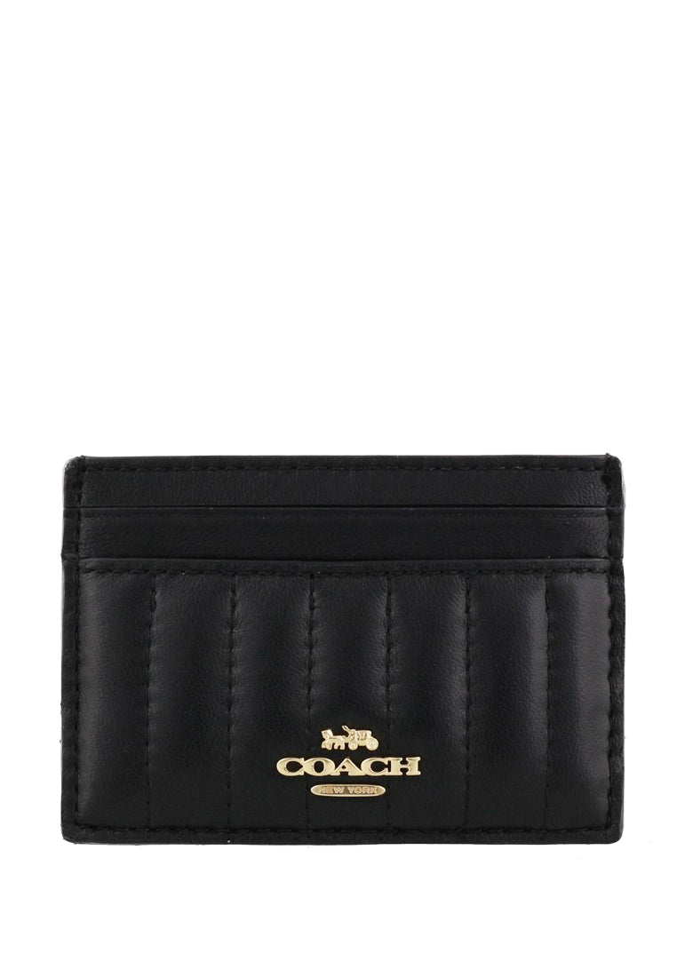 Coach Card Case With Linear Quilting - Black