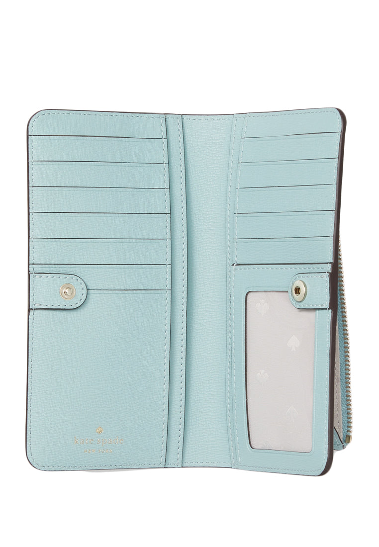 Kate Spade Darcy Embroidered Large Slim Bifold Wallet - Turquoise Blue