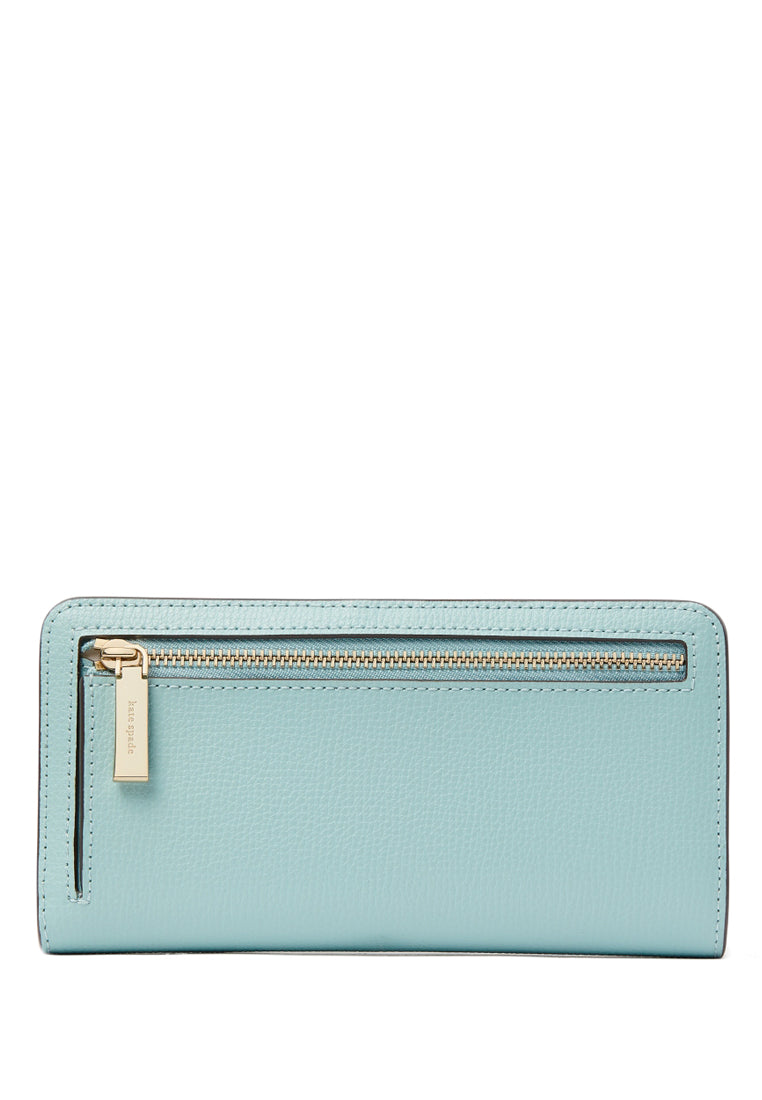 Kate Spade Darcy Embroidered Large Slim Bifold Wallet - Turquoise Blue