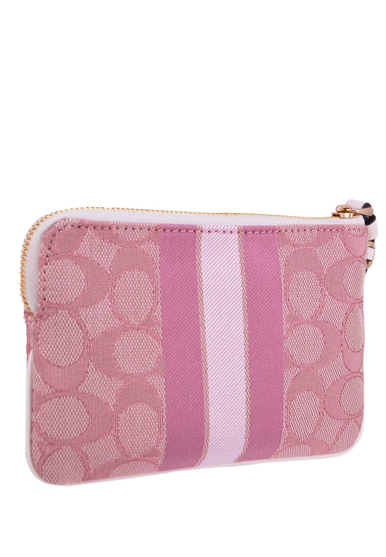 Coach Boxed Dempsey Corner Zip popular Wristlet In Signature Jacquard With Coach Patch A