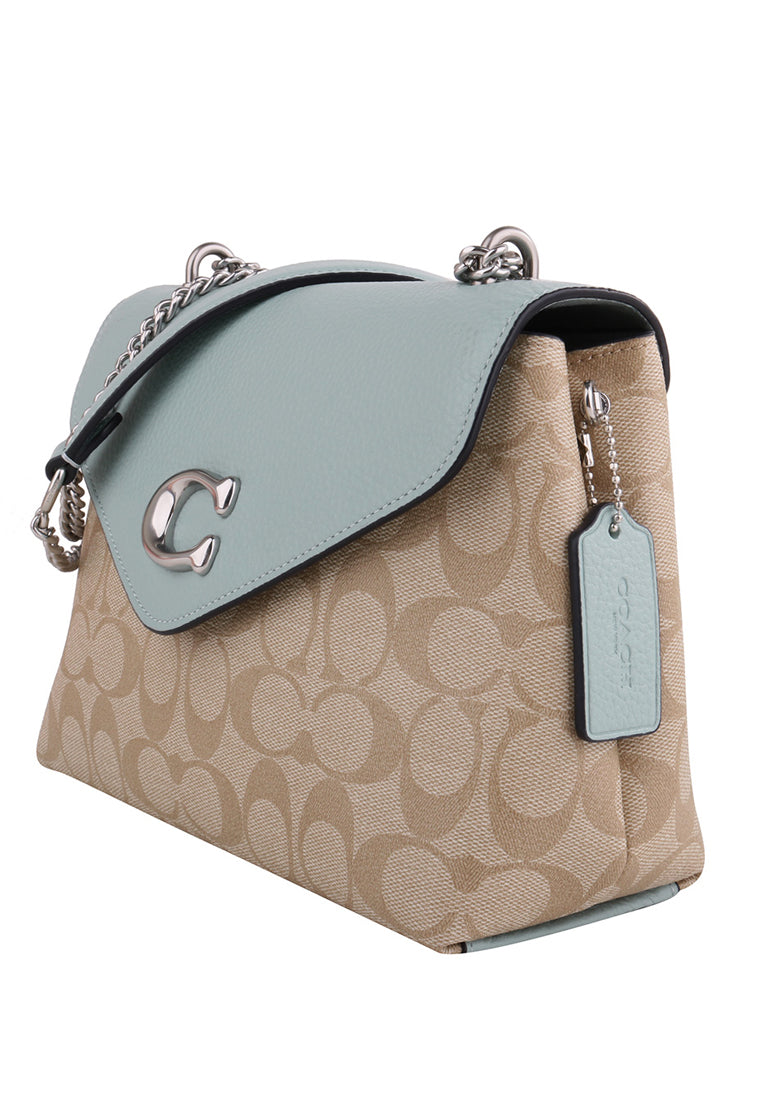 Coach Tammie Shoulder Bag In Signature Canvas - Light Brown/Light Teal