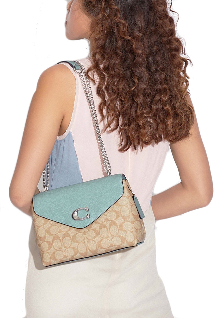 Coach Tammie Shoulder Bag In Signature Canvas - Light Brown/Light Teal