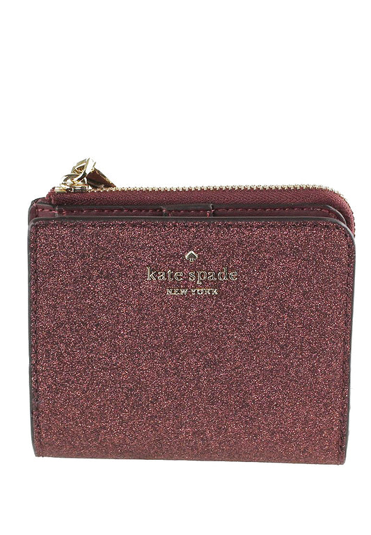 Kate Spade Shimmy Glitter Boxed Small L-Zip Bifold Wallet - Deep Nova