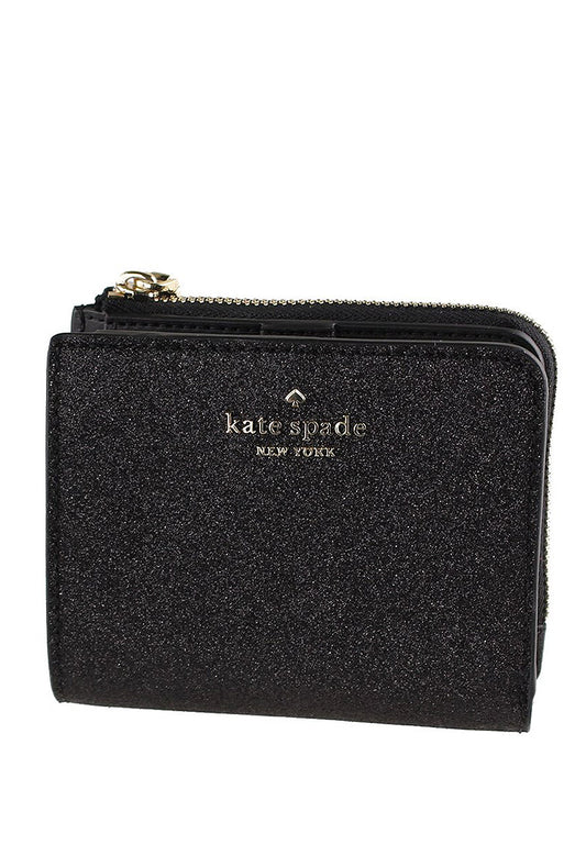 Kate Spade Shimmy Glitter Boxed Small L-Zip Bifold Wallet - Black