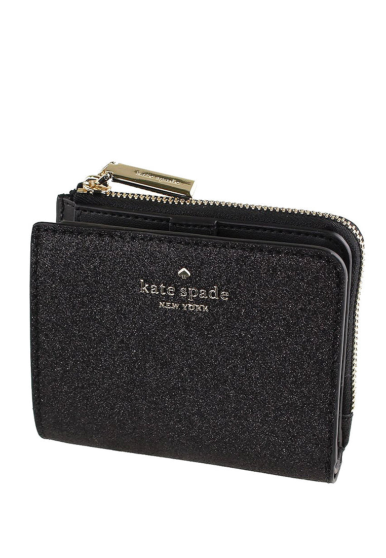 Kate Spade Shimmy Glitter Boxed Small L-Zip Bifold Wallet - Black