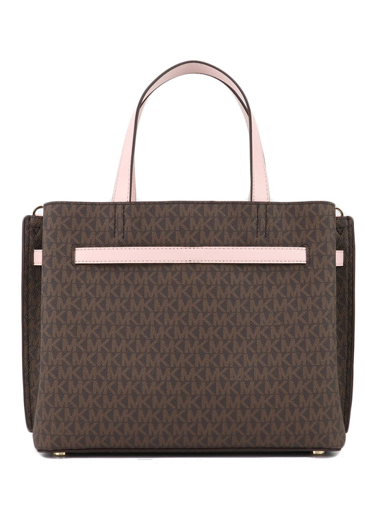 Michael Kors Emilia Large Logo Satchel - Brown/Powder Blush