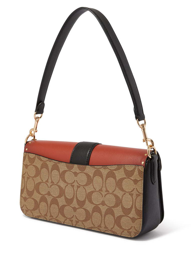 Coach Georgie Shoulder Bag In Colorblock Signature Canvas With Rivets - Brown/Terracotta