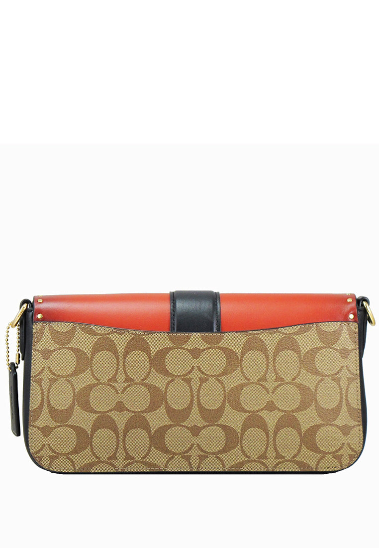 Coach Georgie Shoulder Bag In Colorblock Signature Canvas With Rivets - Brown/Terracotta