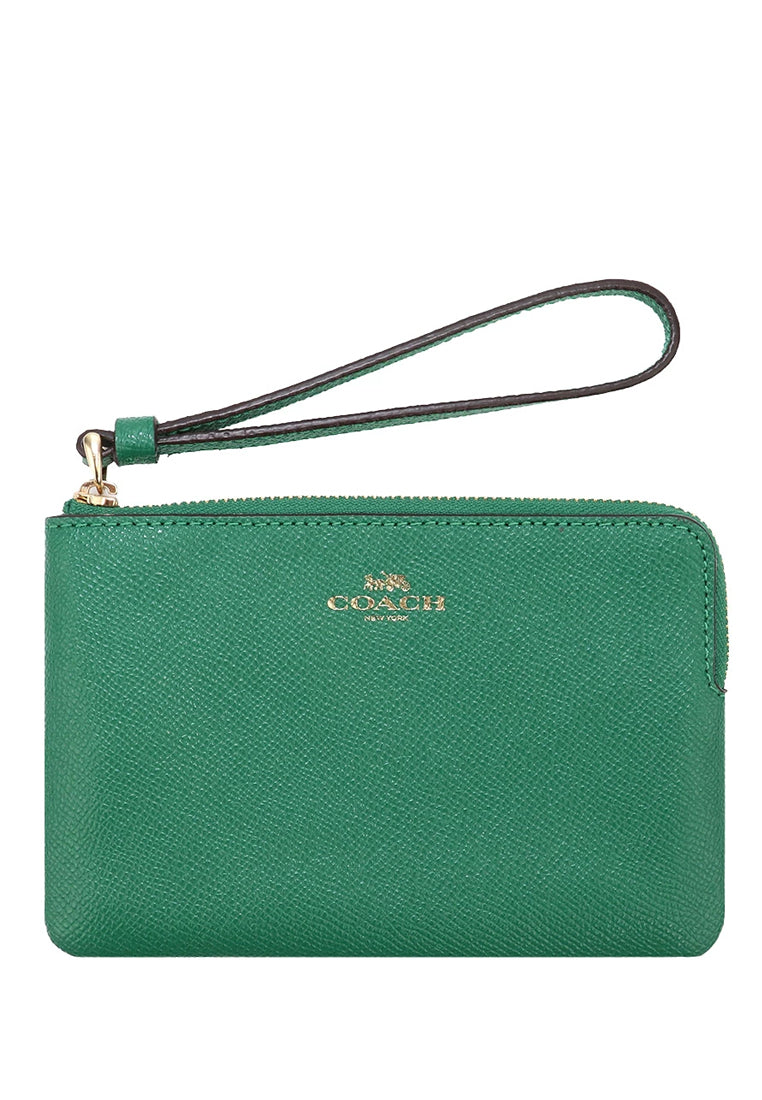 Coach Corner Zip Wristlet - Green