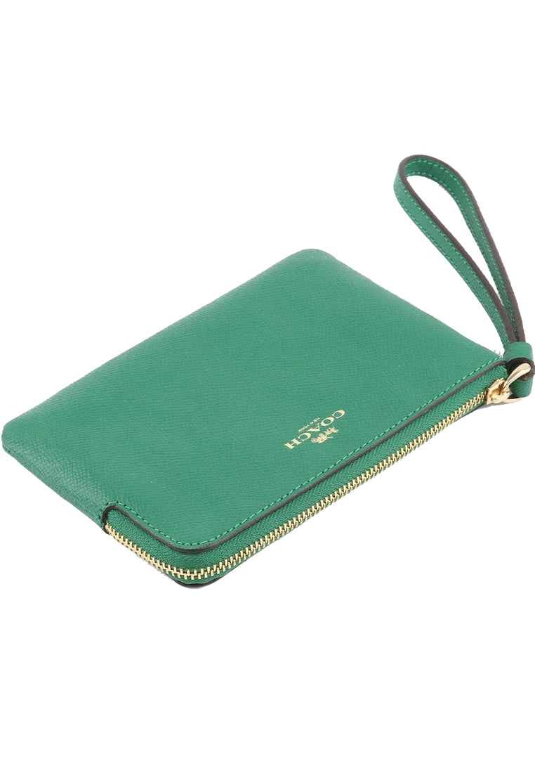 Coach Corner Zip Wristlet - Green