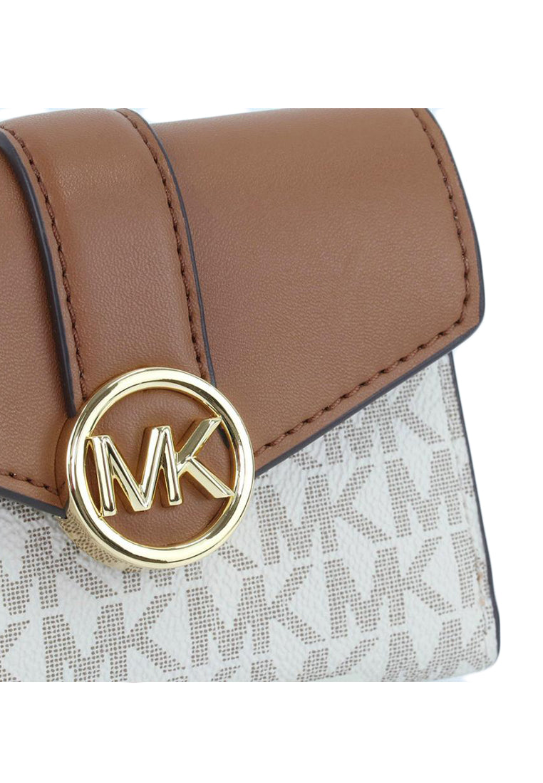 Michael Kors Carmen Medium Logo Signature Leather Wallet - Vanilla/Brown