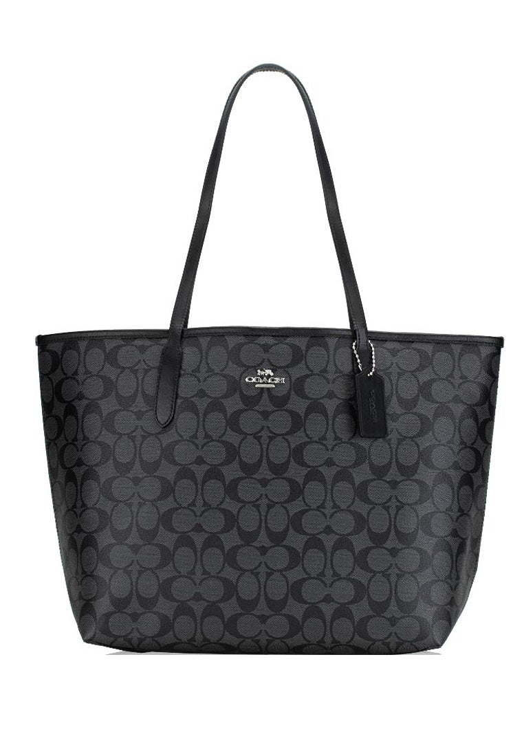 Coach City Tote In Signature Canvas - Black