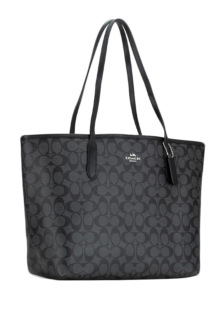 Coach City Tote In Signature Canvas Black Haute Style Malaysia