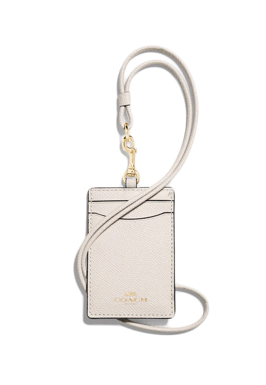 Coach ID Lanyard In Crossgrain Leather - White