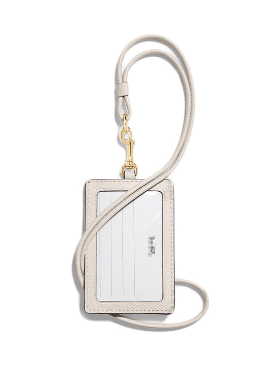 Coach ID Lanyard In Crossgrain Leather - White