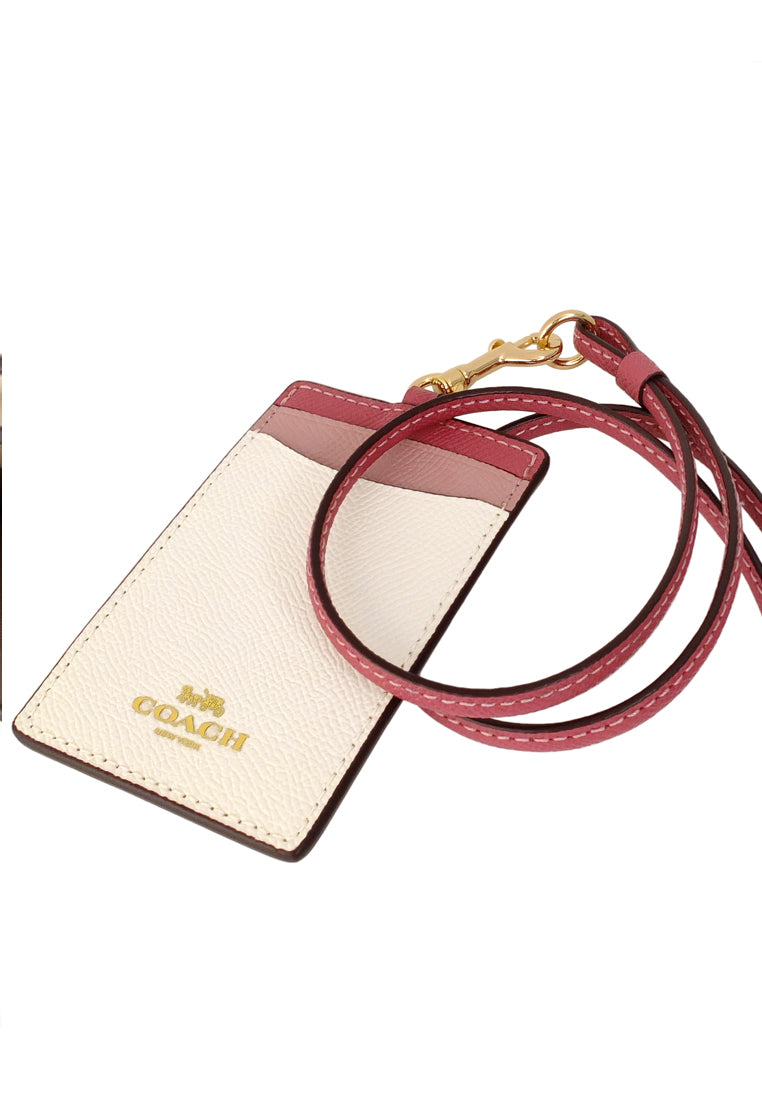 Coach ID Lanyard In Colorblock - White/Pink