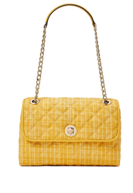 Kate Spade Natalia Tweed Medium Flap Shoulder - Mango