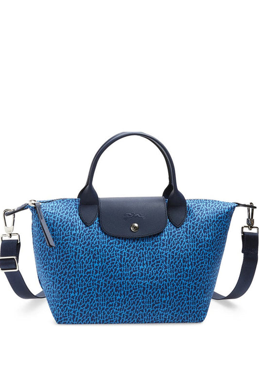 Longchamp Le Pliage Neo Small Panther Leopard Top Handle Handbag - Blue