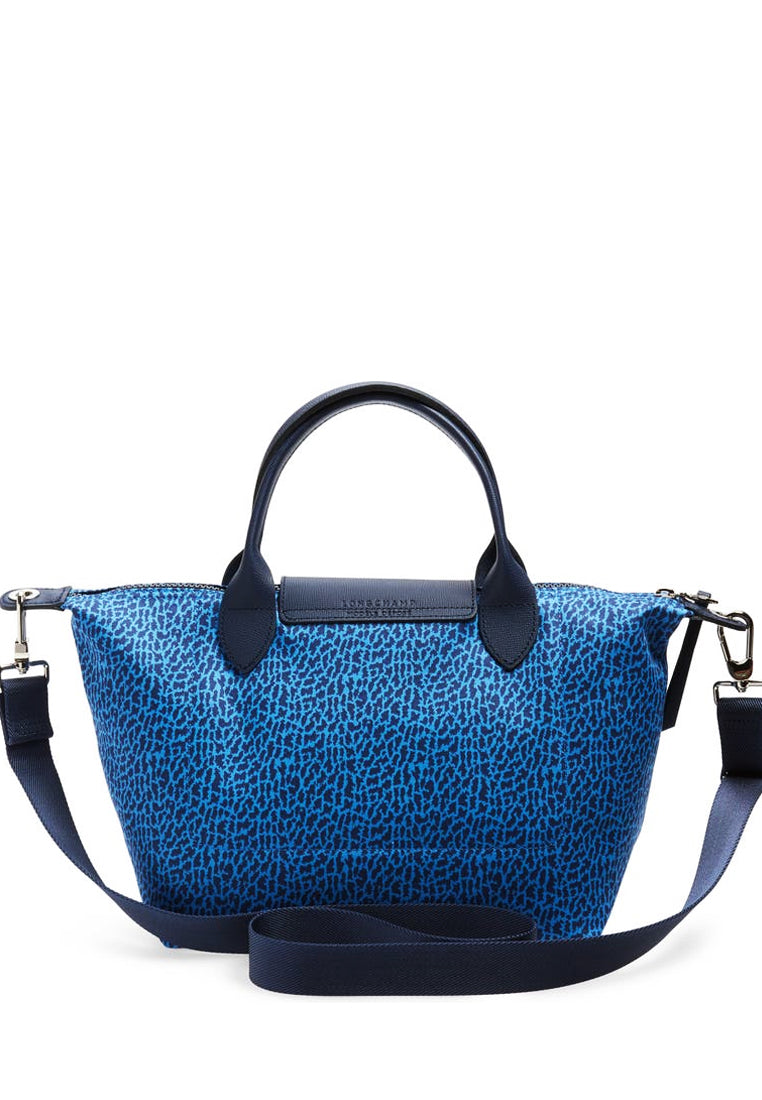 Longchamp Le Pliage Neo Small Panther Leopard Top Handle Handbag - Blue