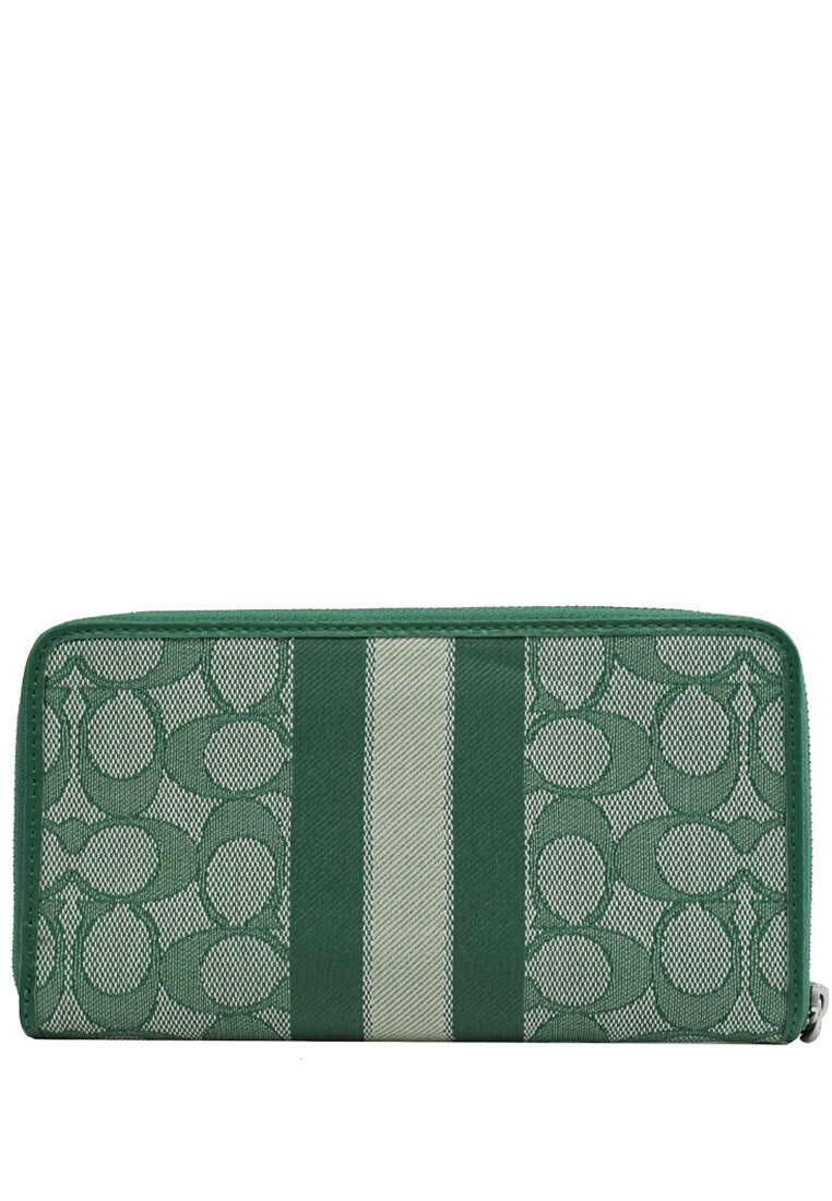 Coach Dempsey Large Phone Wallet In Signature Jacquard With Stripe And Coach Patch - Green