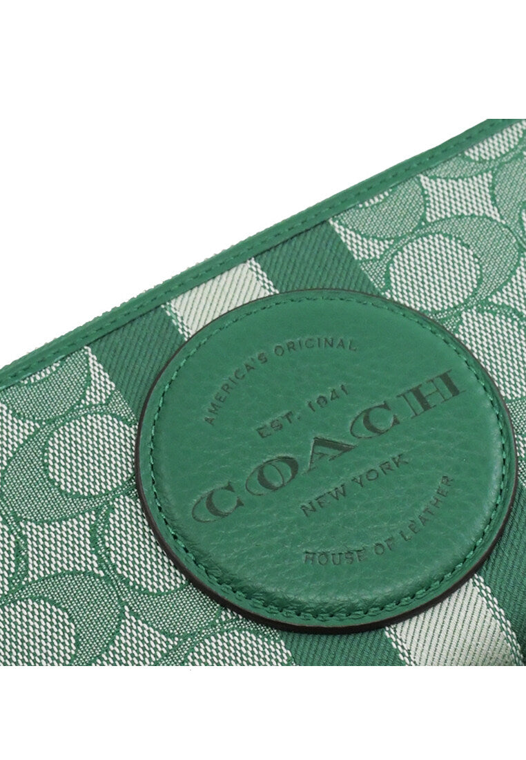 Coach Dempsey Large Phone Wallet In Signature Jacquard With Stripe And Coach Patch - Green