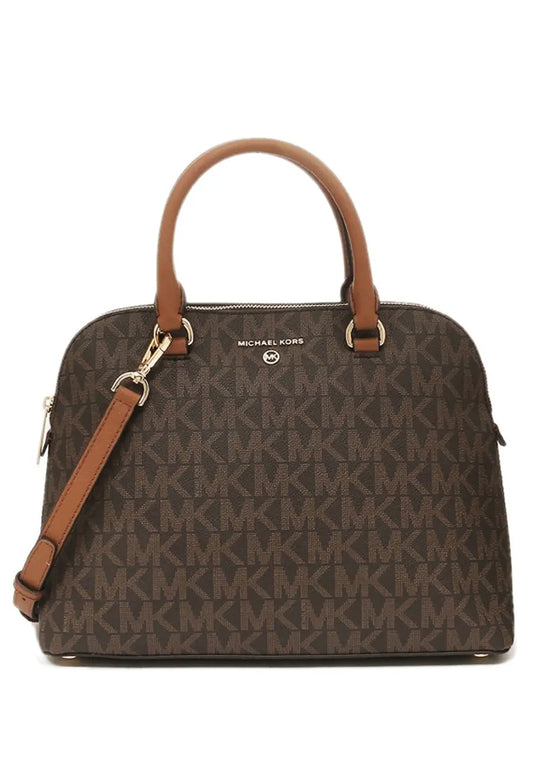 Michael Kors Cindy Large Signature Dome Satchel - Brown