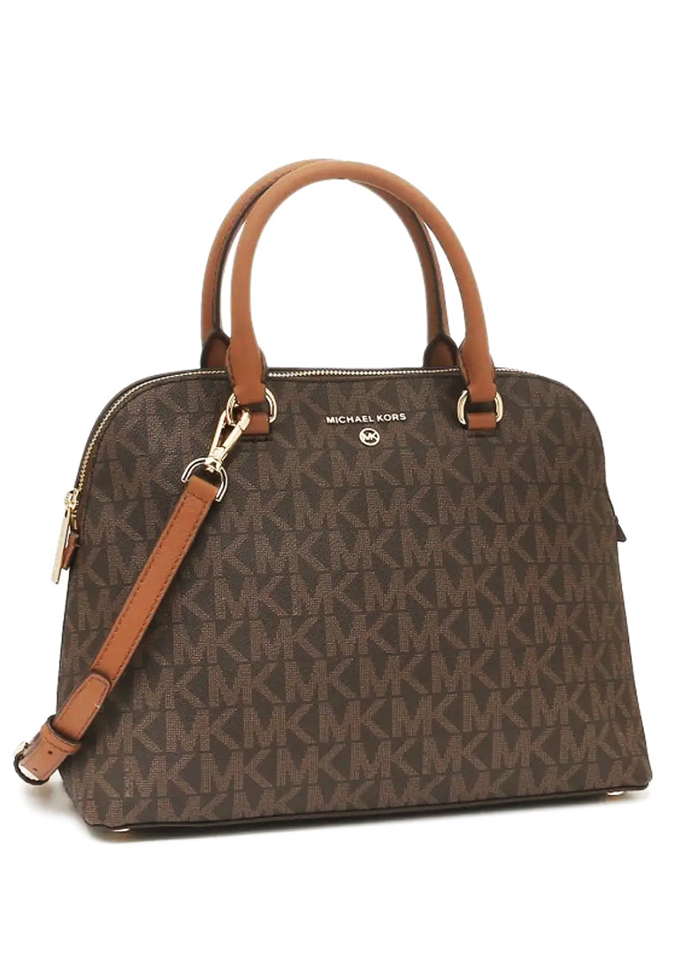 Michael Kors Cindy Large Signature Dome Satchel - Brown