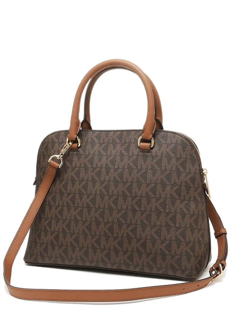 Michael Kors Cindy Large Signature Dome Satchel - Brown