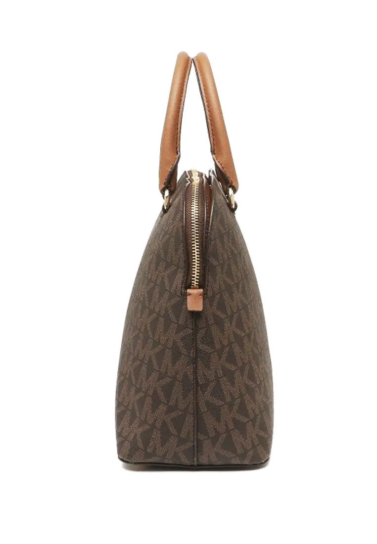 Michael Kors Cindy Large Signature Dome Satchel - Brown