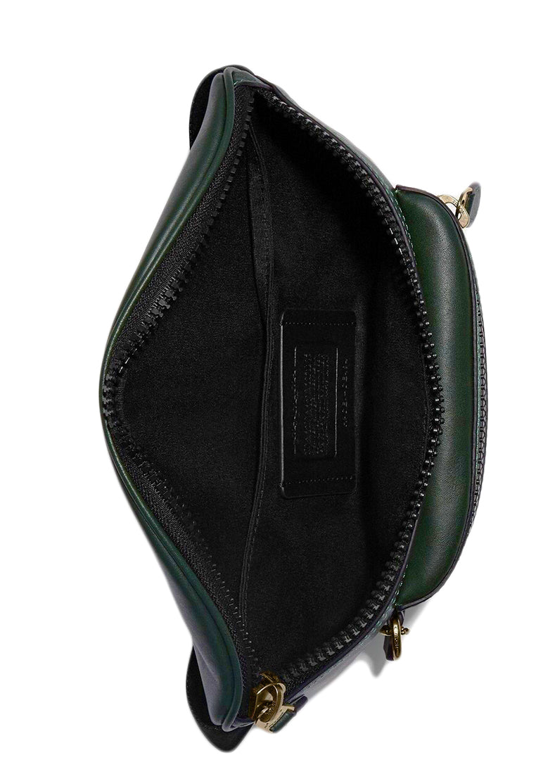 Coach Westway Belt Bag In Colorblock Signature Canvas With Coach Patch - Black/Amazing Green