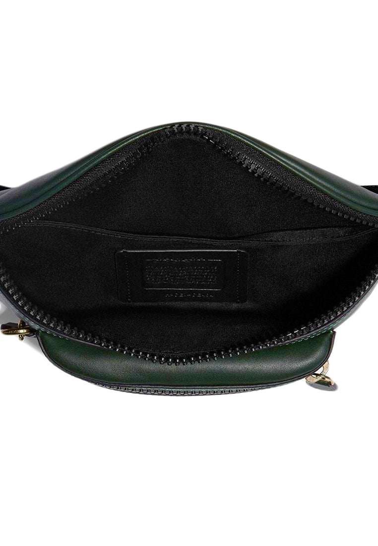 Coach Westway Belt Bag In Colorblock Signature Canvas With Coach Patch - Black/Amazing Green