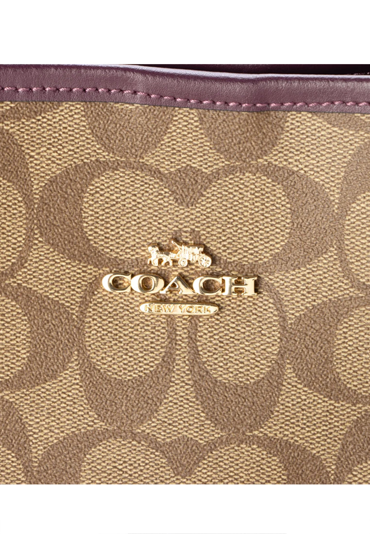 Coach City Tote In Signature Canvas - Brown/Boysenberry