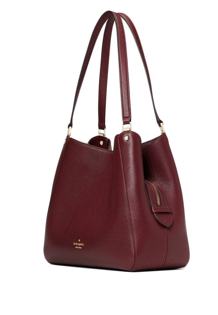 KATE SPADE LEILA MEDIUM high quality TRIPLE COMPARTMENT SATCHEL SHOULDER BAG CHERRYWOOD LTHR.