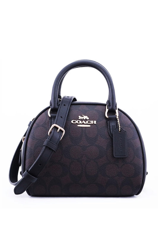 Coach Sydney Satchel In Signature Canvas - Dark Brown