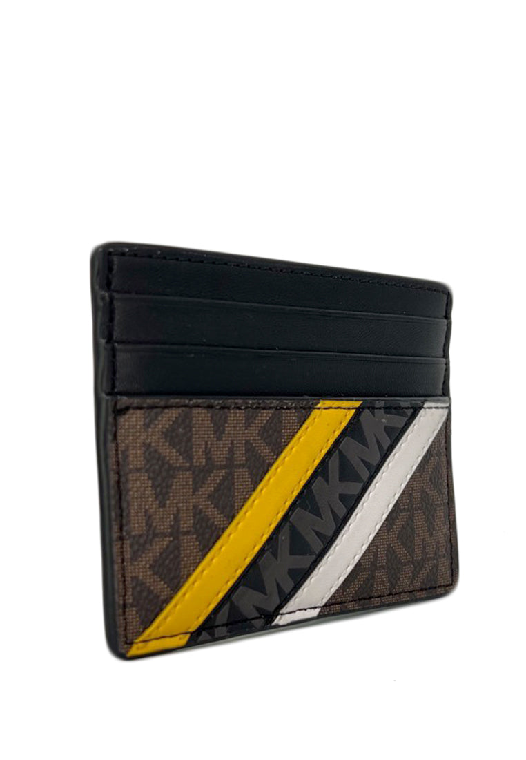 Michael Kors Mens Cooper Tall Card Case In Signature - Brown/Lemon