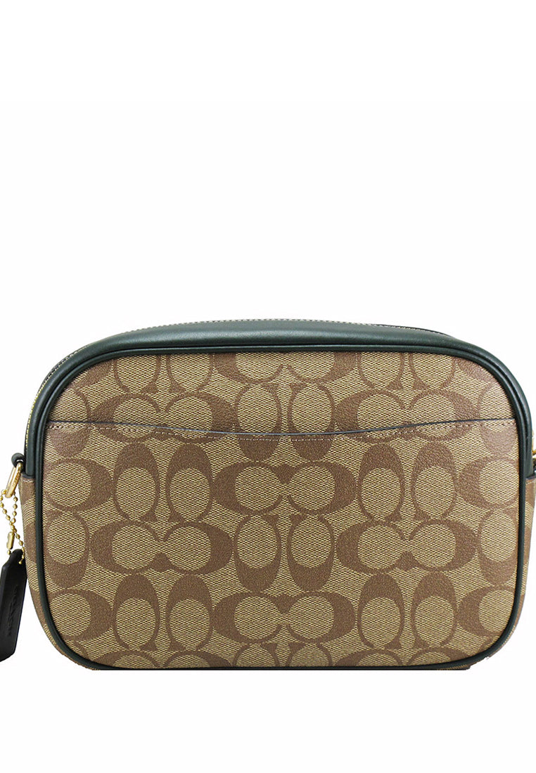 Coach Graham Crossbody In Signature Canvas With Varsity Motif - Brown/Amazon Green