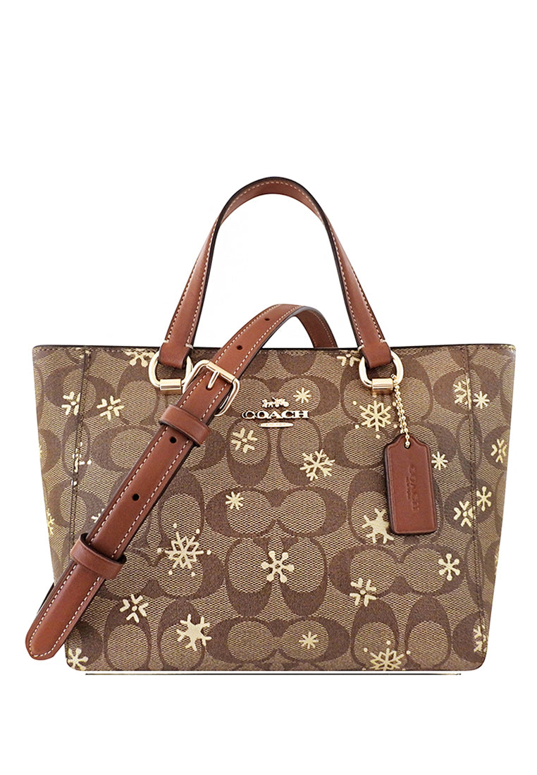 Coach Alice Satchel In Signature Canvas With Snowflake Print - Brown