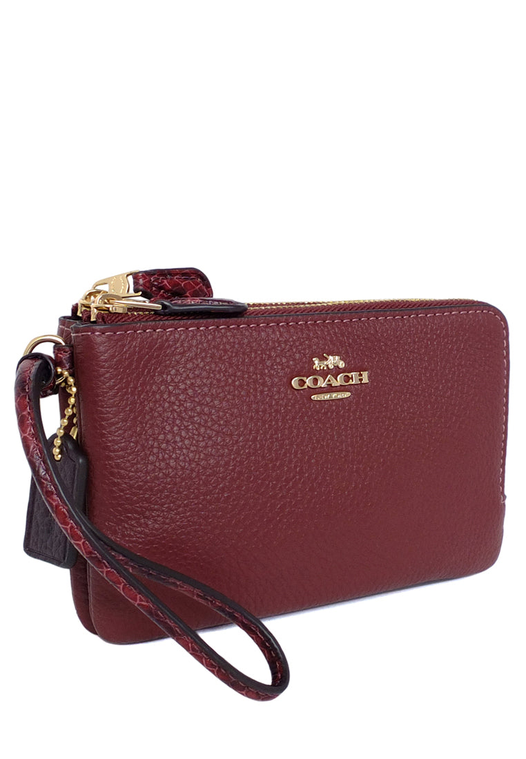 Coach Double Corner Zip Wristlet - Wine