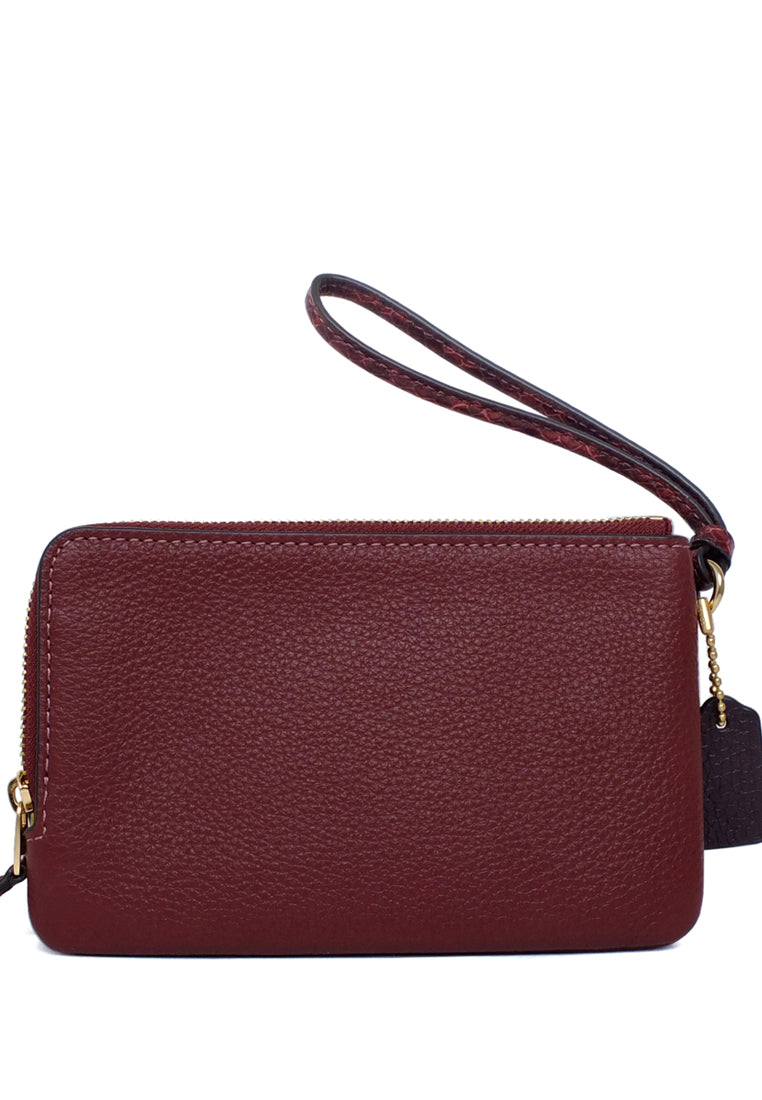 Coach Double Corner Zip Wristlet - Wine