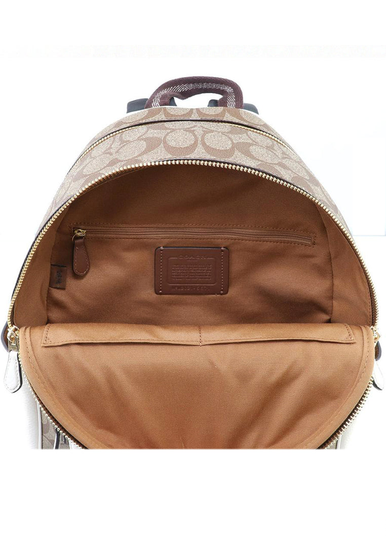 Coach Court Backpack In Signature Canvas - Brown/White