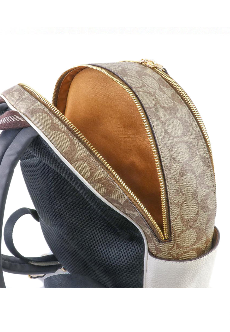 Coach Court Backpack In Signature Canvas - Brown/White