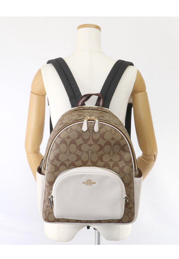 Coach Court Backpack In Signature Canvas - Brown/White