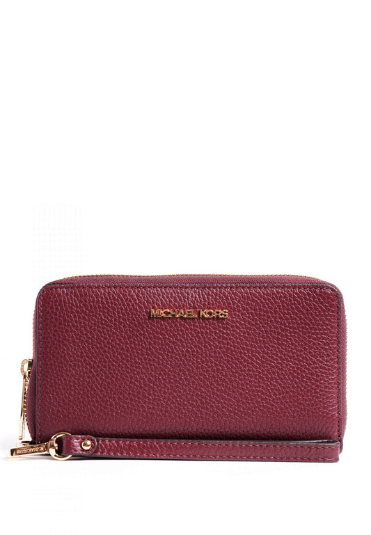 Michael Kors Jet Set Travel Large Flat Multifunction Phone Case Wallet - Merlot