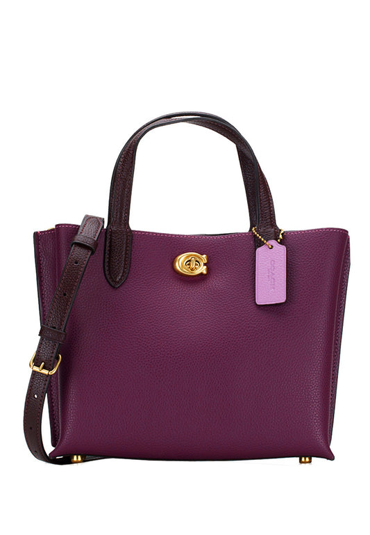 Coach Willow Tote 24 In Colorblock - Deep Berry