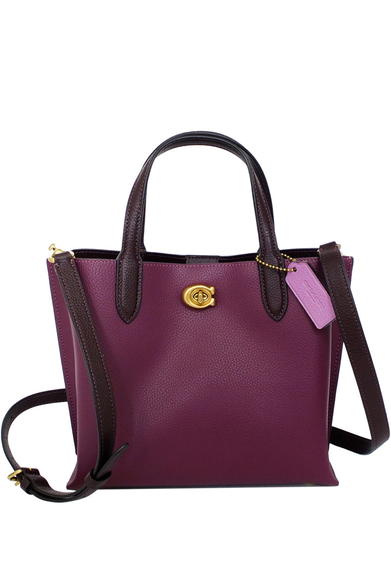 Coach Willow Tote 24 In Colorblock - Deep Berry